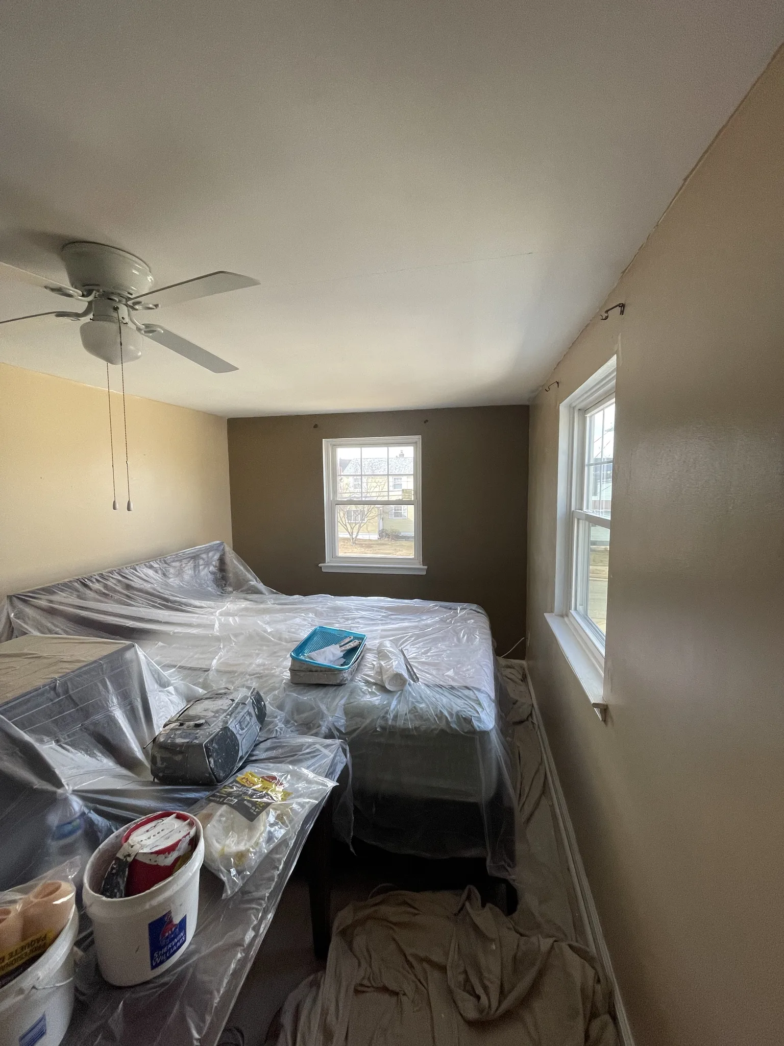 Bedroom Wall Painting with Urbane Bronze — before